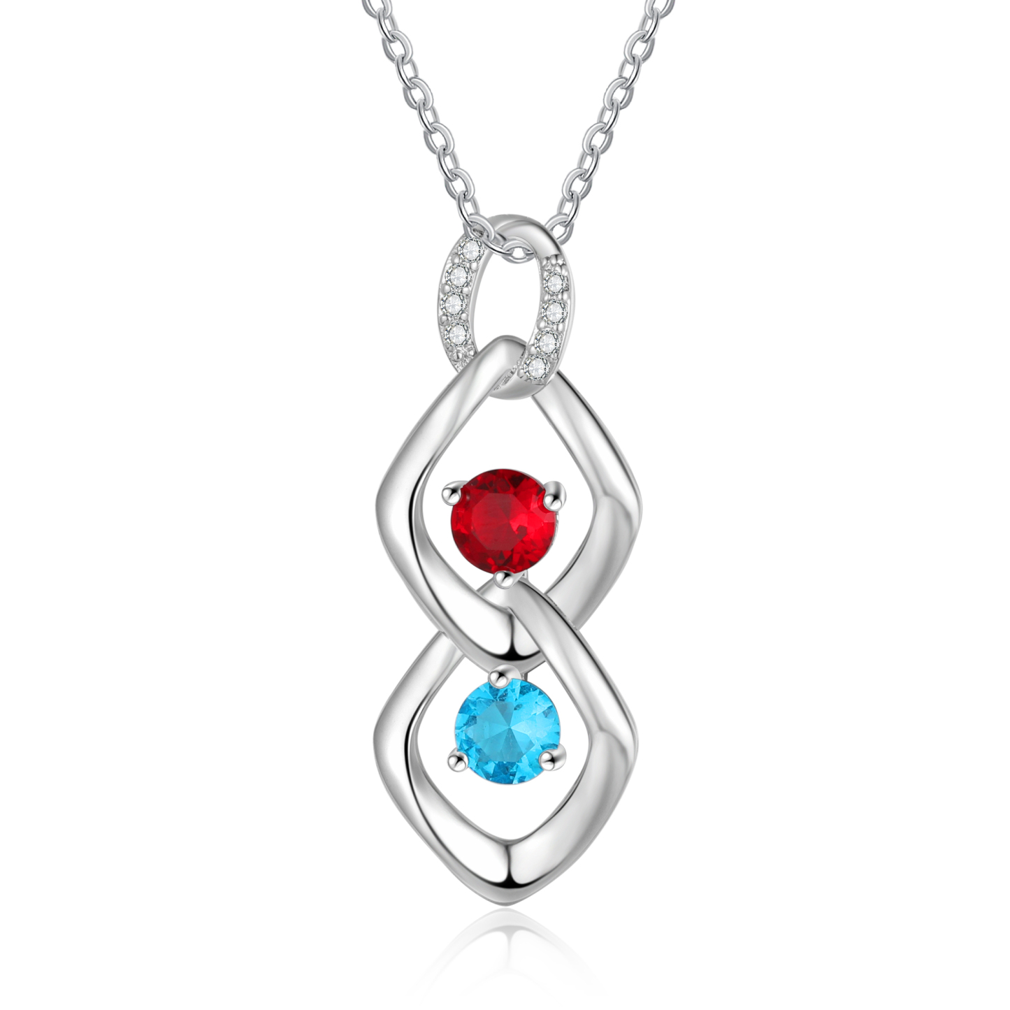 2 Names - Personalized Birthstone Necklace With Name Engraved For A Special Gift For Mom/Grandma