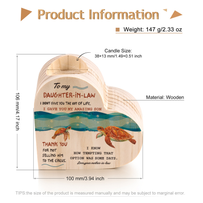 To My Daughter-in-law Wooden Heart Candle Holder "I didn't give you the gift of life" Gifts For Daughter