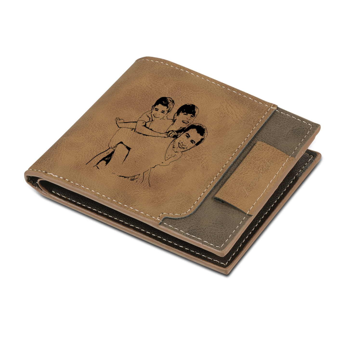 3 Names - Personalized Photo Custom Leather Men's Wallet as a Father's Day Gift for Dad