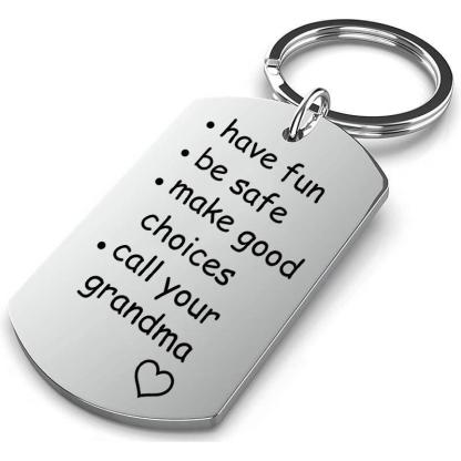 Have Fun Be Safe Make Good Choices Call Your Mom/Dad/Grandma/Grandpa Keychain Set With Gift Box