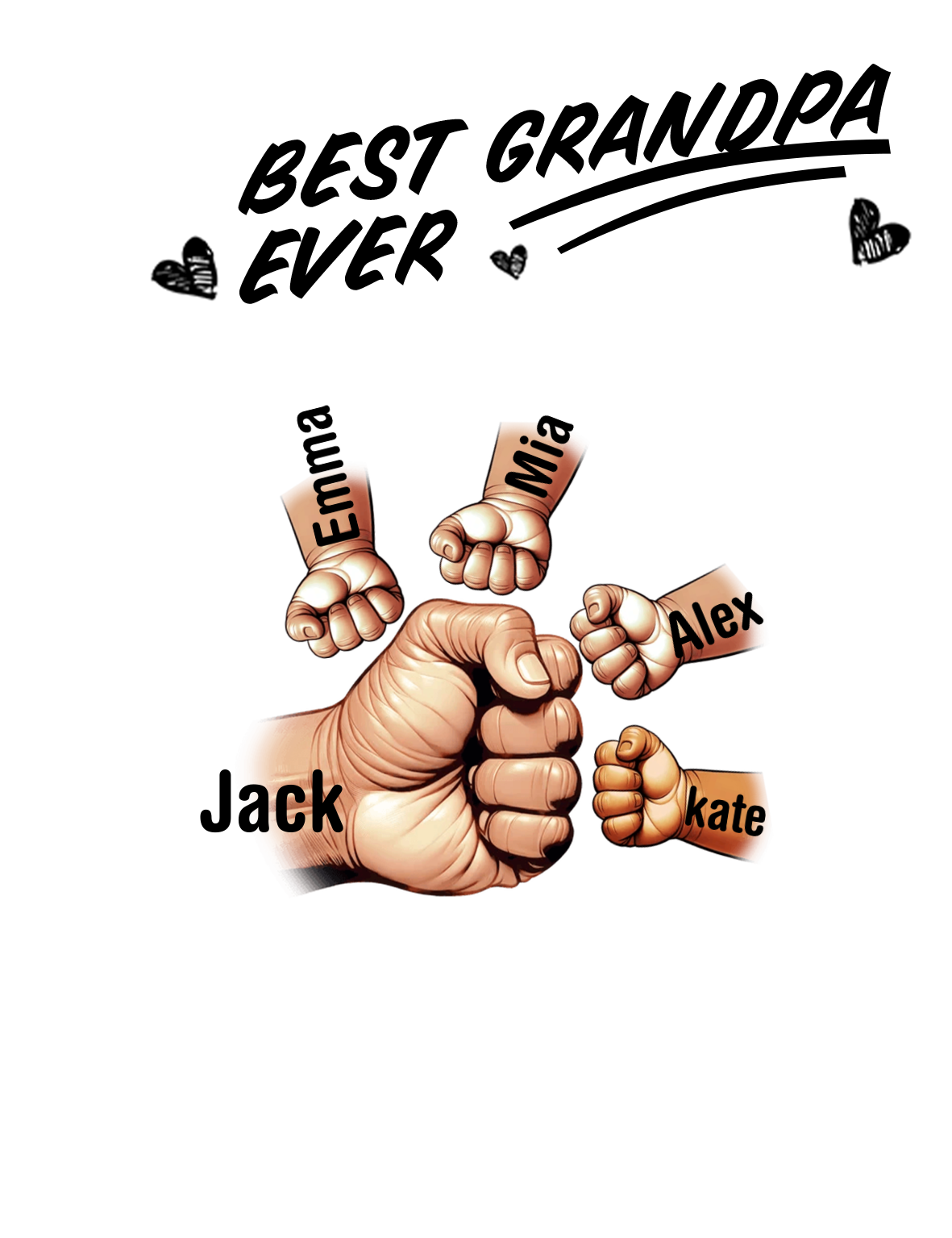 Personalized Men’s Wallet with Fist Bump– Custom Name Pattern, Practical Gift for Men