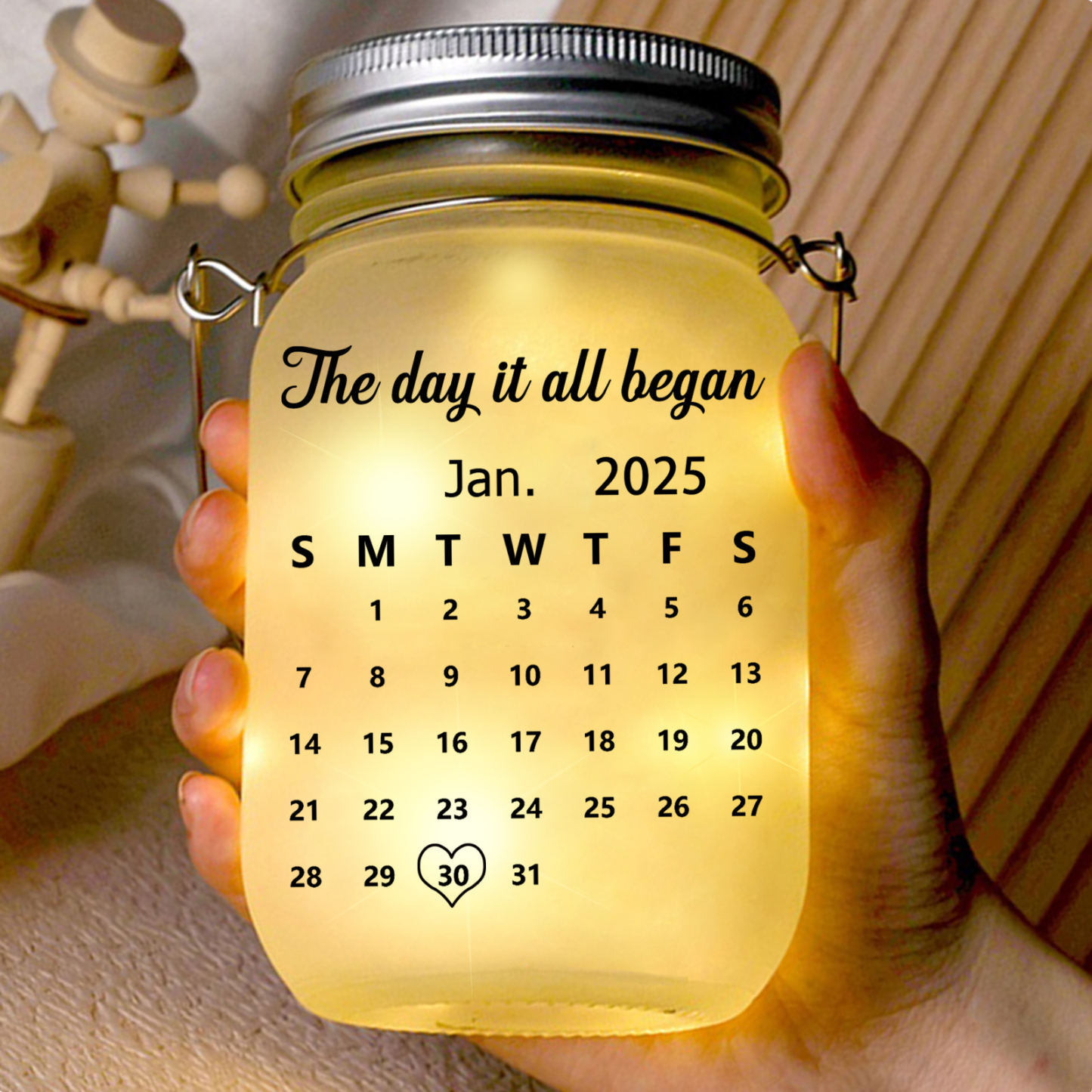 Personalized Couple Pinky Promise Mason Jar Night Light – Custom Names & Date Fairy Lamp Gift | Jessemade