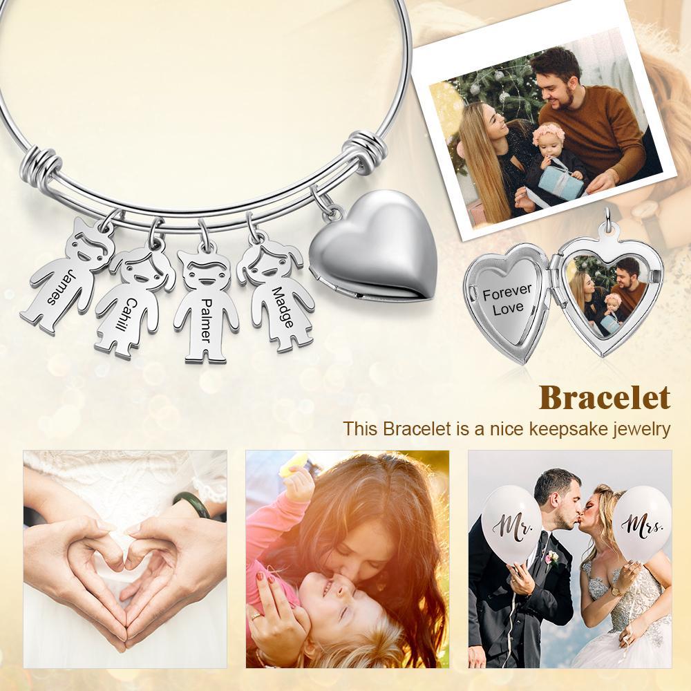Customized Keychain with 4 Children Charms bangle