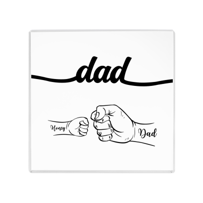 2 Names - Personalized Fist Acrylic  Keepsake Custom Text Acrylic Plaque Ornament Gift for Dad
