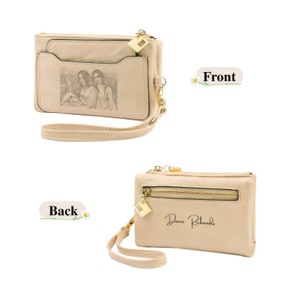 Personalized Photo & Text PU Leather Wallet Coin Purse Three Colors Available Gift for Her