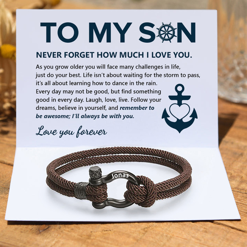 Personalized To My Son Love You Forever Nautical Bracelet Warm Gift Gift Card Gift Set