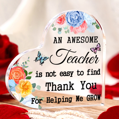 Acrylic Plaque Heart-Shaped Keepsake Gift "An Awesome Teacher Is Not E