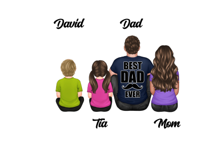 Personalized Wallet for Dad - Best Father’s Day Customized Gift with Kids & Family Illustration