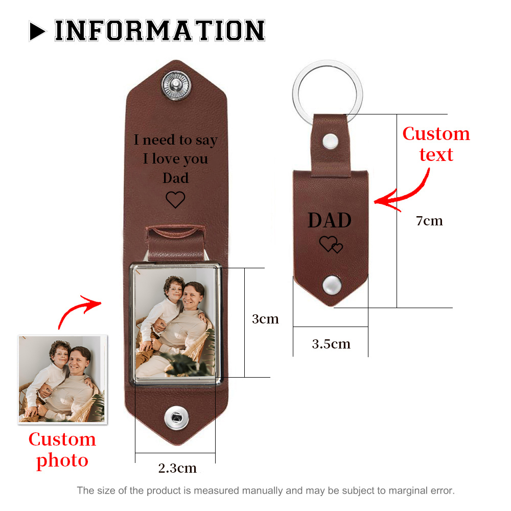 Personalized Photo Keychain Gift Customized Name Special Keychain Gift for Dad/Grandpa