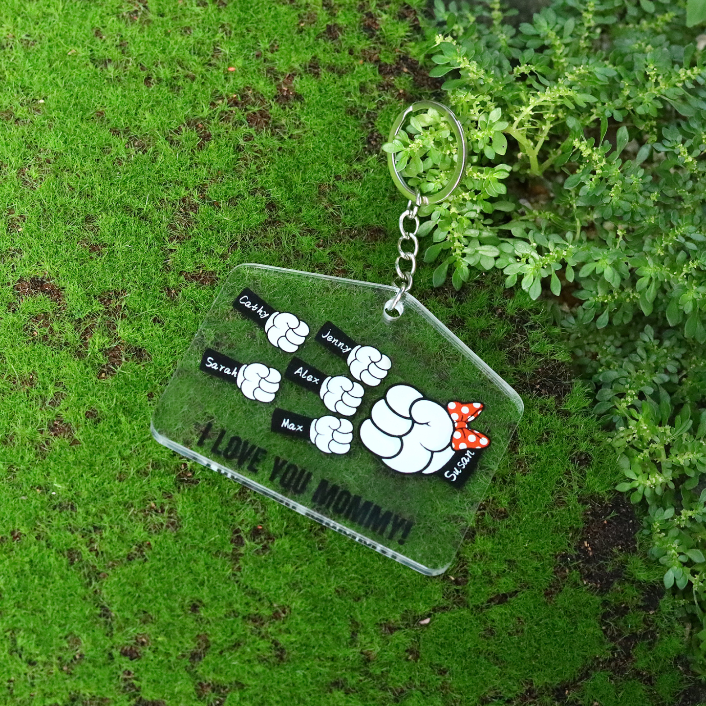 6 Names-Personalized Acrylic Family Fist Keychain-Custom Special Name Keychain Gift For Family