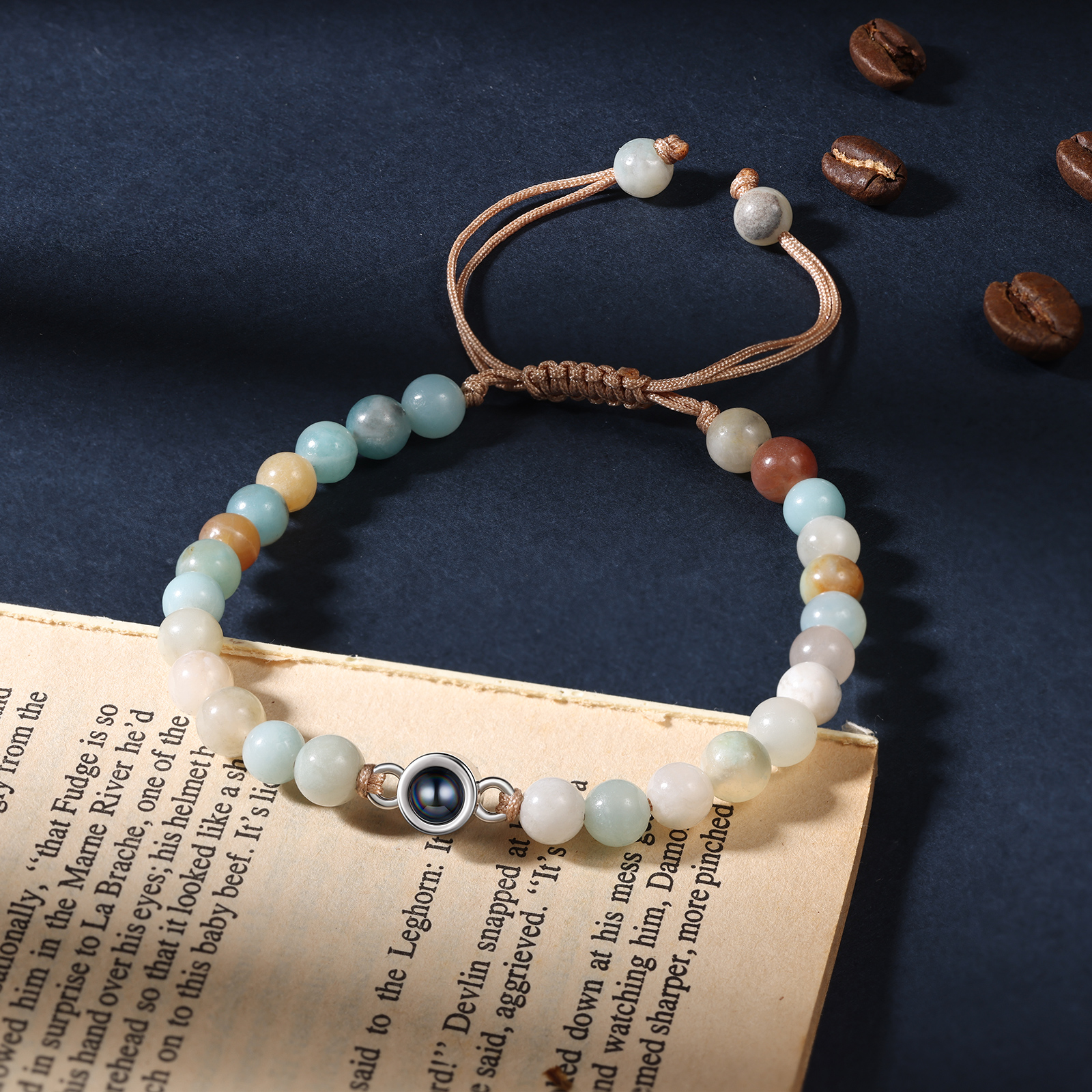 Personalized Couple Projection Beaded Bracelet Customized Photo Bracelet Adjustable Bracelet Personalized Gift