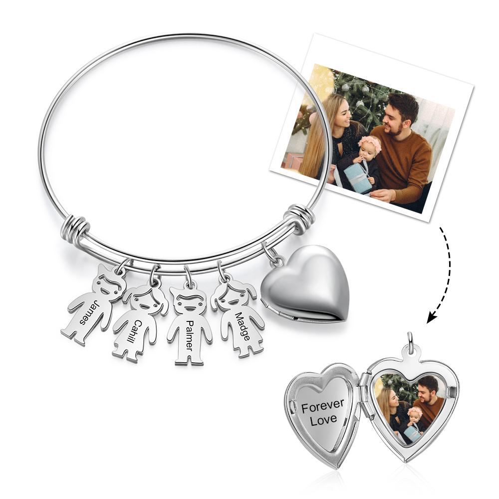 Customized Keychain with 4 Children Charms bangle