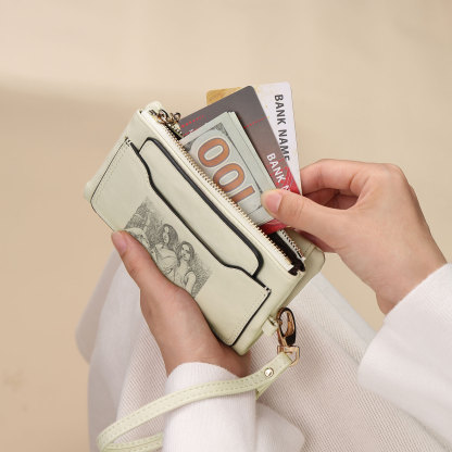 Personalized Photo & Text PU Leather Wallet Coin Purse Three Colors Available Gift for Her