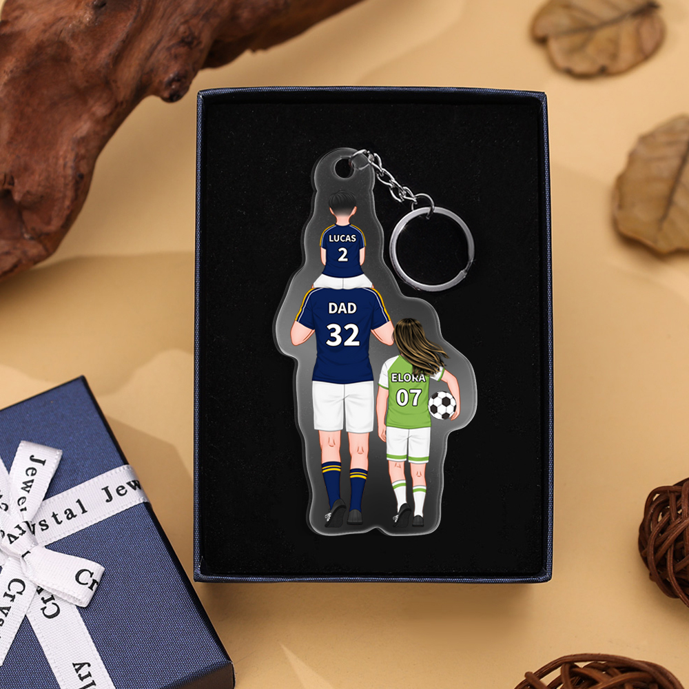 1-3 Names Football Keychain-Personalized Dad's Football Team Gift Set Keychain Custom Names Gift For Dad