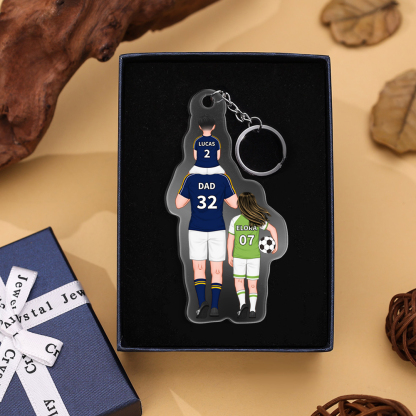 1-3 Names Football Keychain-Personalized Dad's Football Team Gift Set Keychain Custom Names Gift For Dad