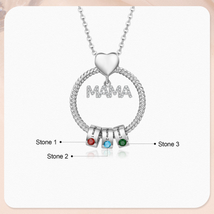 3 Names-Personalized Mom Necklace Set With  Premium Custom Necklace With 3 Birthstones Engraved Names Gift For Mother