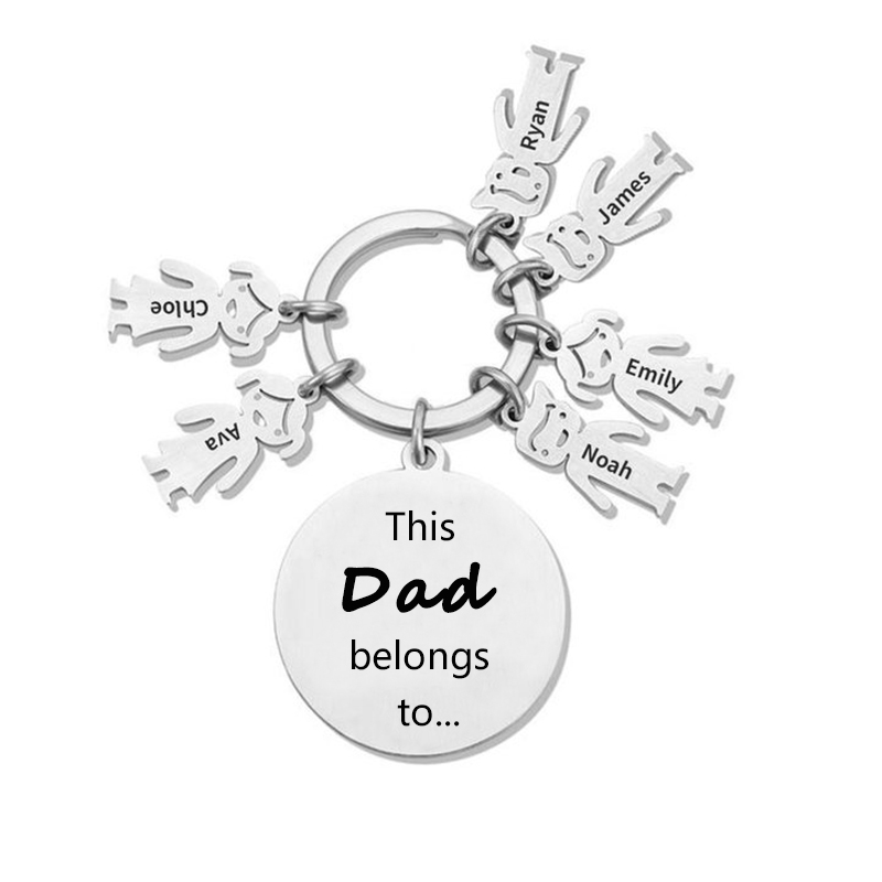 6 Names-This Mom Belongs to...Custom Keychain with Name & Text