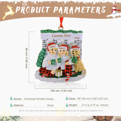 3 Names-Personalized Family Wooden Christmas Xmas Tree Decoration Ornament-Custom 3 Names Hanging Ornament Gifts For Family