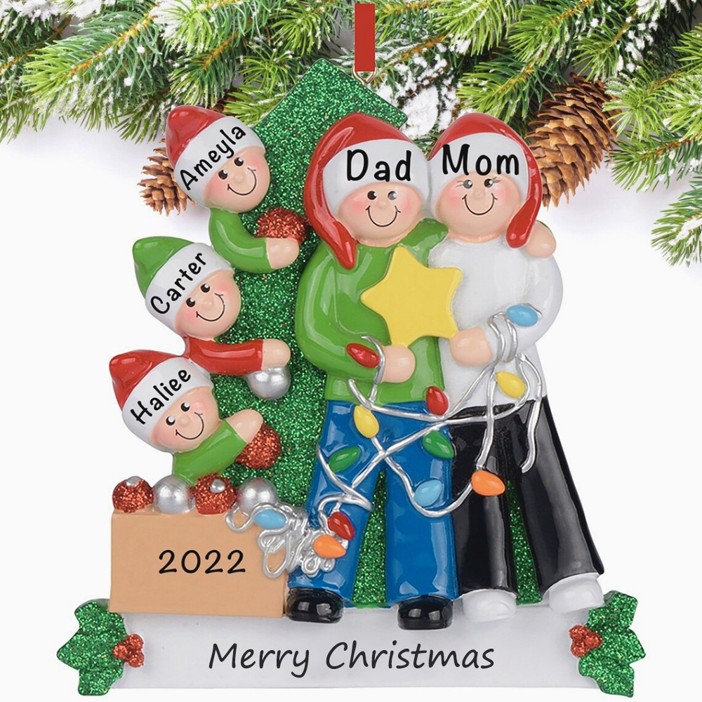 Family Christmas Ornament Custom 4 Names Hanging Ornament Gifts For Family