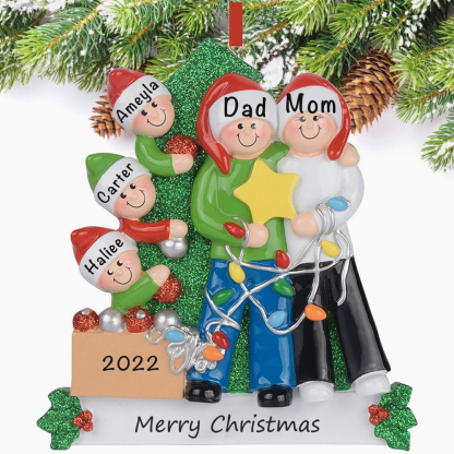 Family Christmas Ornament Custom 4 Names Hanging Ornament Gifts For Family