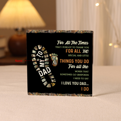 1 Name - Personalized Footprint Pattern Family Acrylic Keepsake Customized Name Acrylic Home Decor Gift for Dad