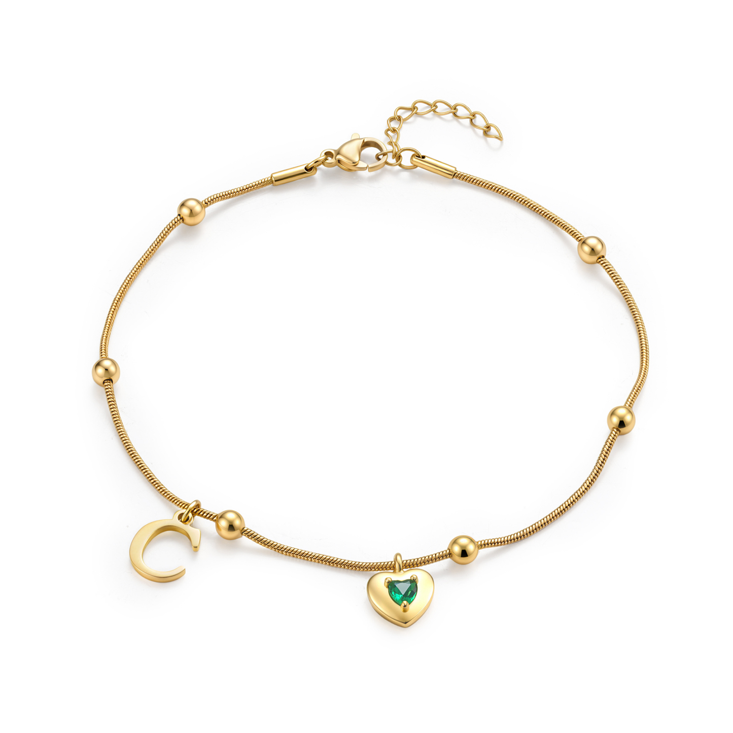 Personalized Birthstone Initial Anklet Minimalist Summer Anklet Bracelet