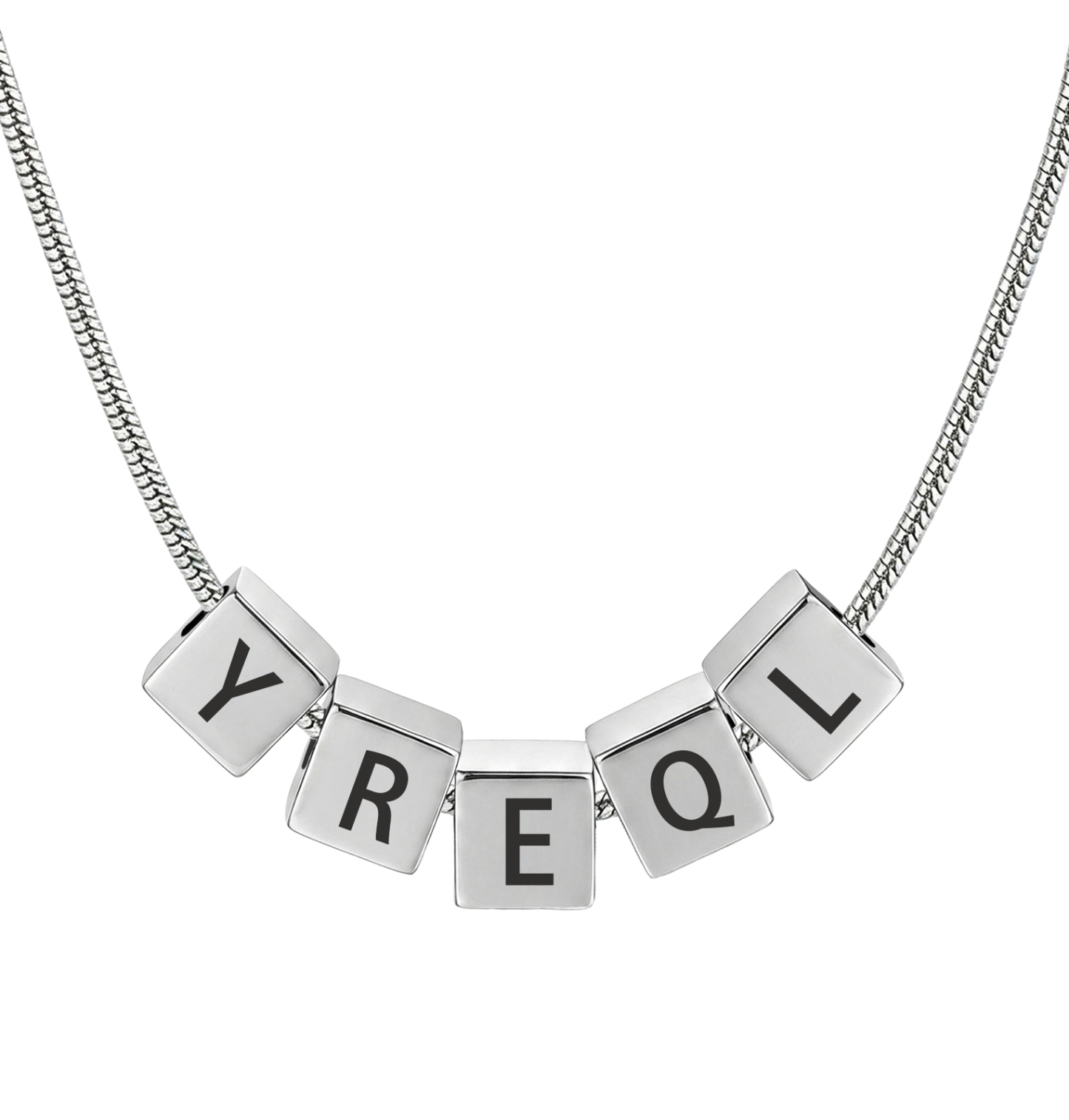 Personalized Men's Stainless Steel Necklace With Letter Cube Gift For Him