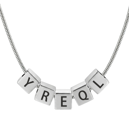 Personalized Men's Stainless Steel Necklace With Letter Cube Gift For Him