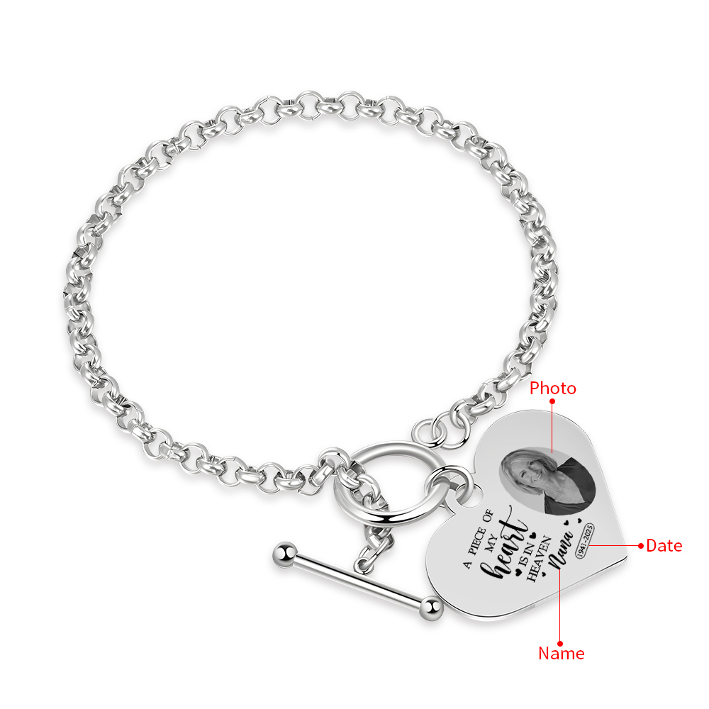Memorial Heart Bracelet - A piece of my heart is in Heaven