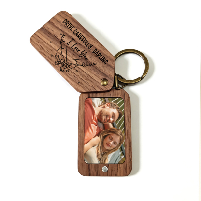 Personalized Wooden Pinky Promise Photo Keychain
