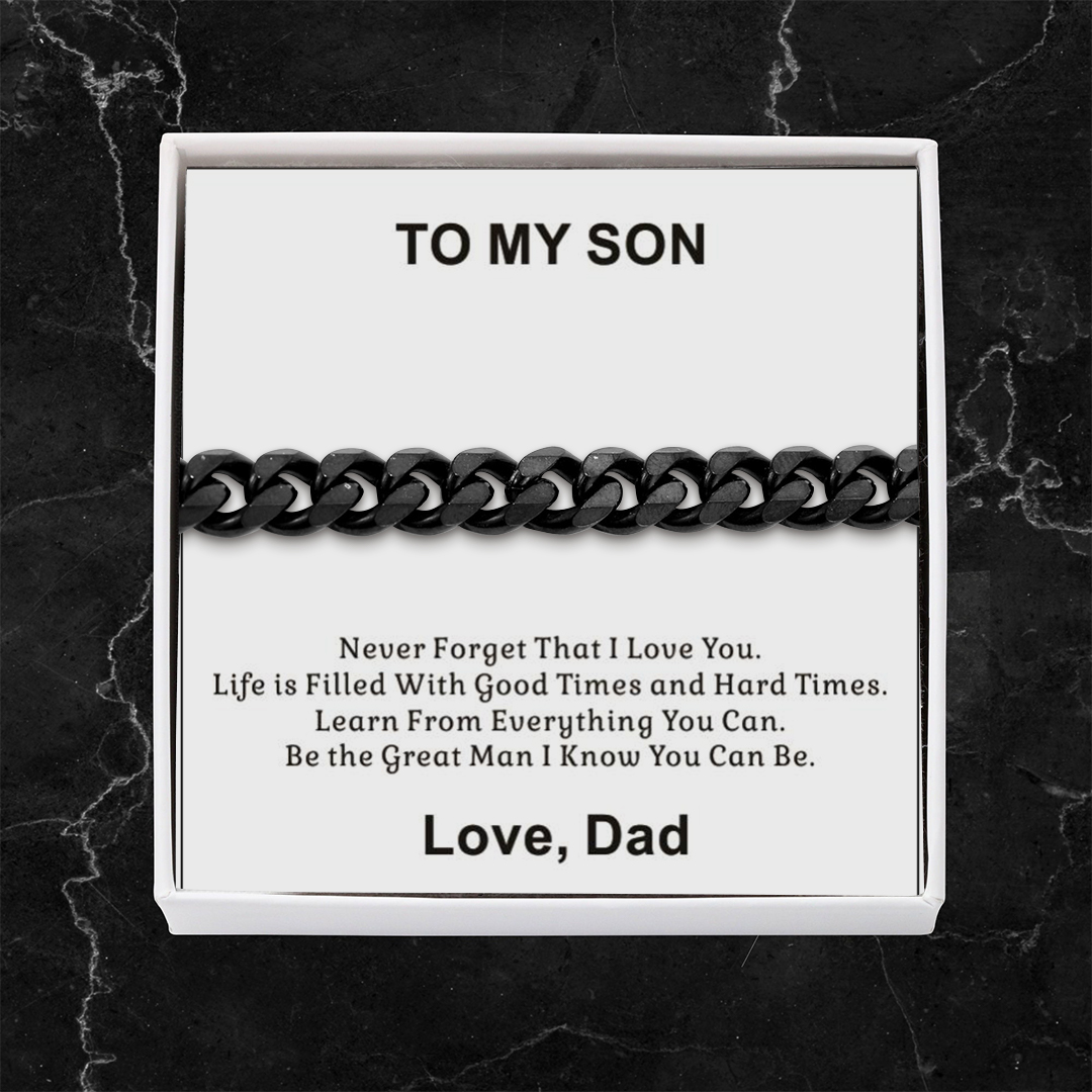 To My Handsome Son Cuban Chain Bracelet Stainless Steel Bracelet Warm Gift "I Love You Always and Forever"