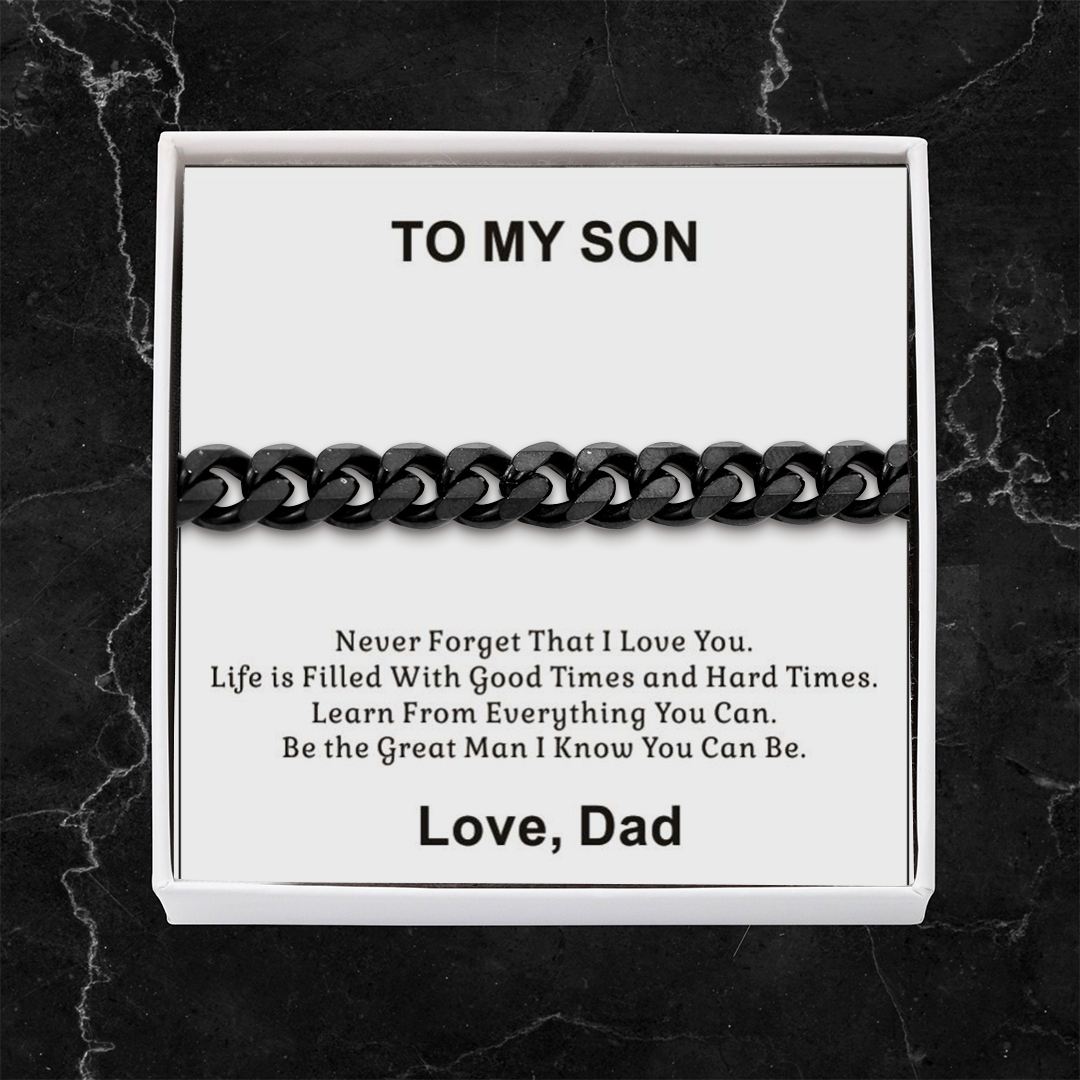 To My Handsome Son Cuban Chain Bracelet Stainless Steel Bracelet Warm Gift "I Love You Always and Forever"