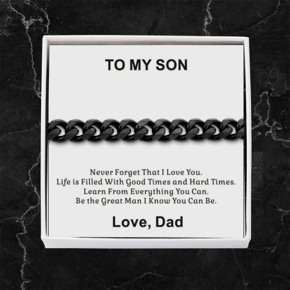 To My Handsome Son Cuban Chain Bracelet Stainless Steel Bracelet Warm Gift "I Love You Always and Forever"