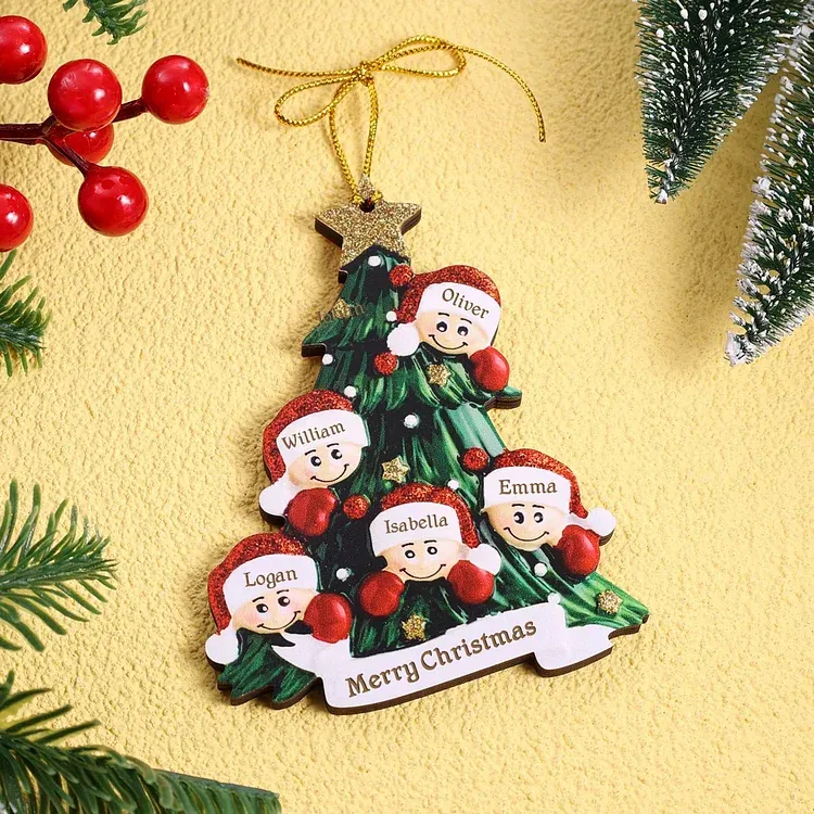 Family Christmas Ornament Custom 5 Names Hanging Ornament Gifts For Family