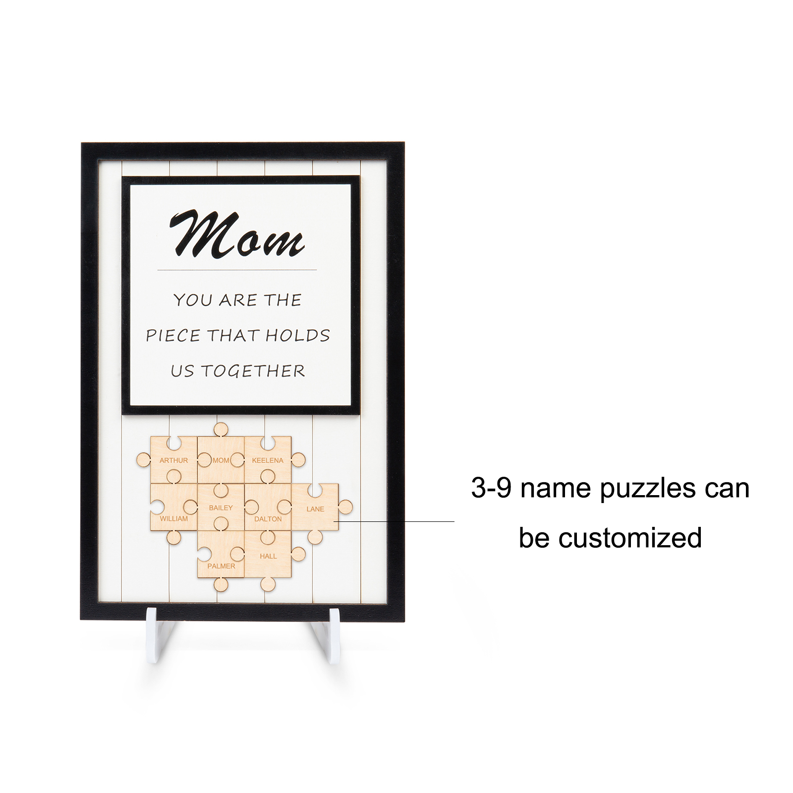 Mother's Day Gifts Mom Puzzle Sign Personalized 9 Names Wooden Sign -You Are the Piece that Holds Us Together