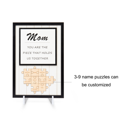 Mother's Day Gifts Mom Puzzle Sign Personalized 9 Names Wooden Sign -You Are the Piece that Holds Us Together