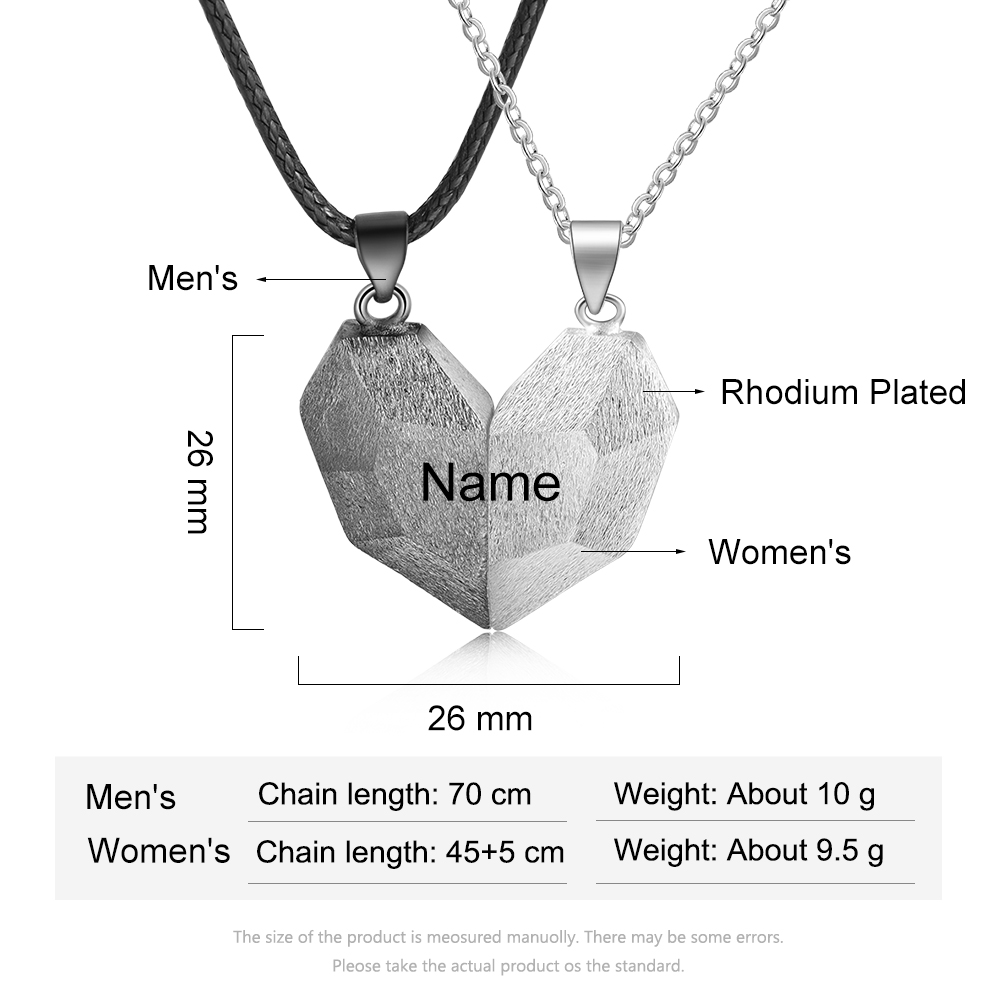 Personalized Matching Couple Necklace Custom Names Magnetic Necklace Valentine's Day Gifts for Couple