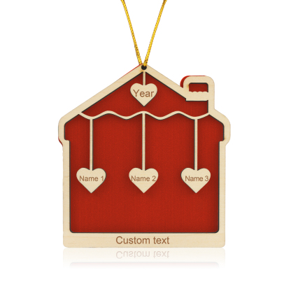 3 Names-Personalized Family Wooden Christmas Xmas Tree Decoration Ornament-Custom 3 Names And Year Hanging Ornament Gifts For Family