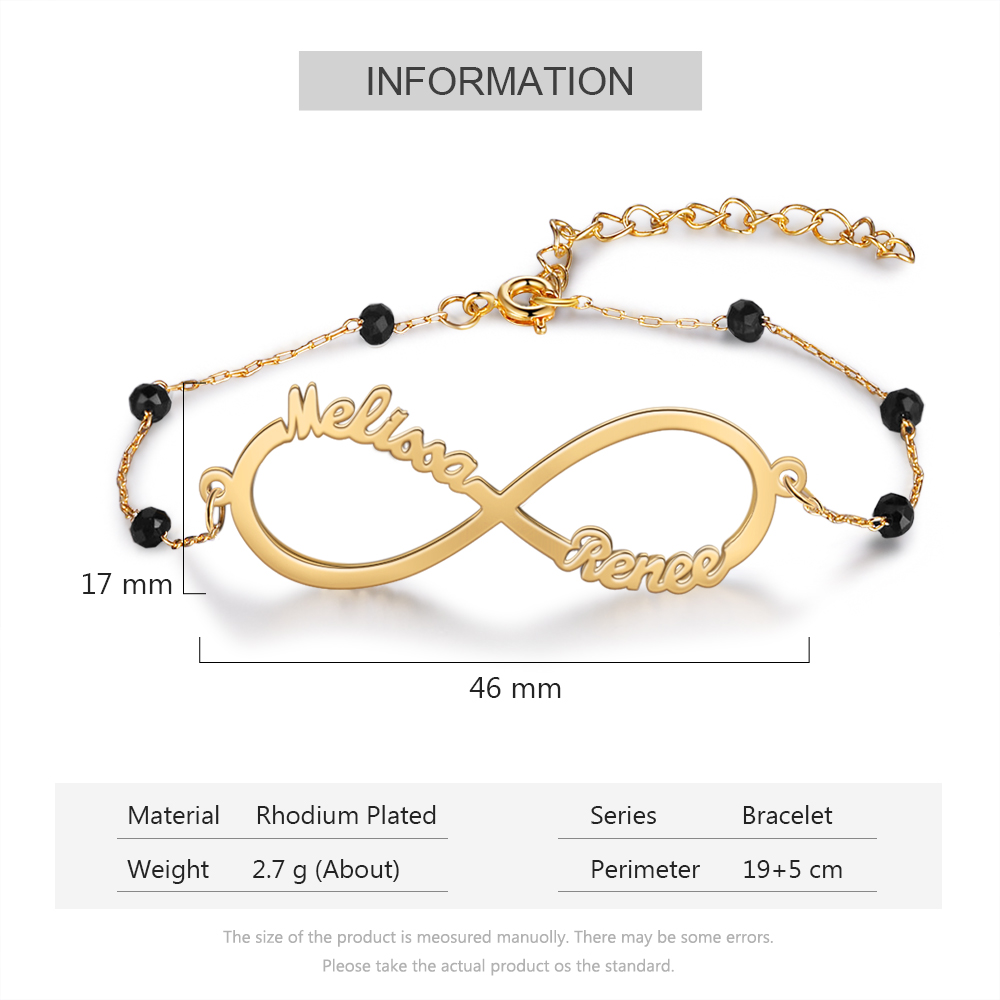 Personalized Infinity Bracelet Custom 2 Names Bracelet Gift For Women | Jessemade