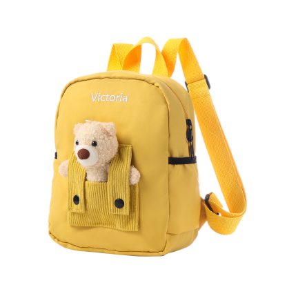 Personalized Bear Style School Bag Customized Name Canvas Kids Backpack Back to School Gift