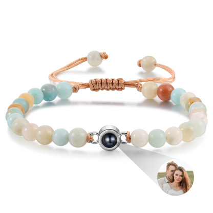 Personalized Couple Projection Beaded Bracelet Customized Photo Bracelet Adjustable Bracelet Personalized Gift