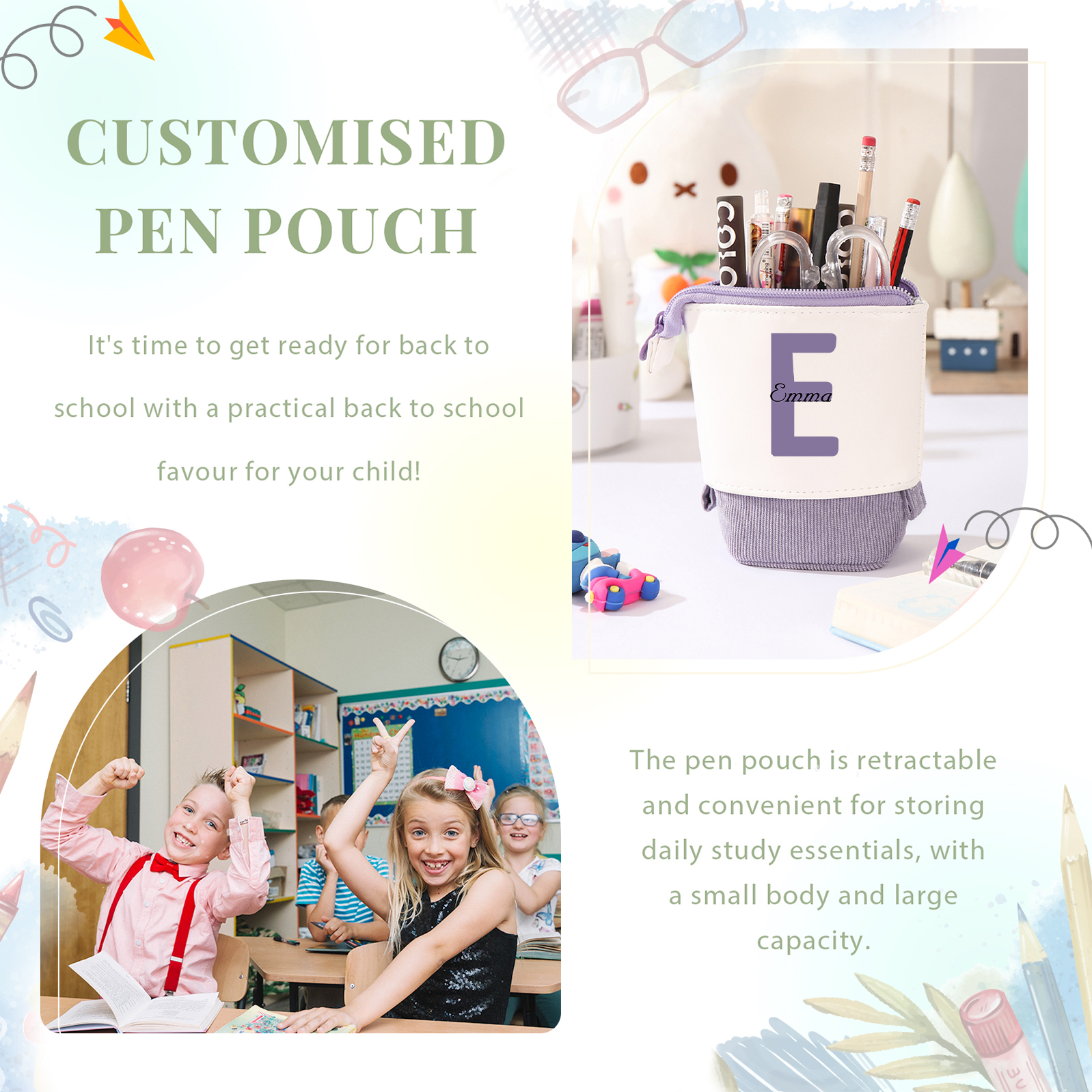 Personalized Pencil Case Custom Name And Letter Pencil Case Boys Girls Back To School Gift