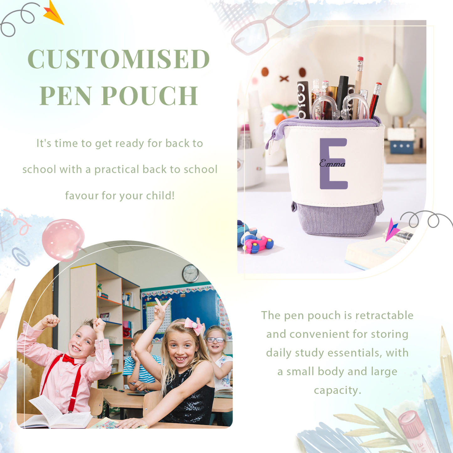 Personalized Pencil Case Custom Name And Letter Pencil Case Boys Girls Back To School Gift