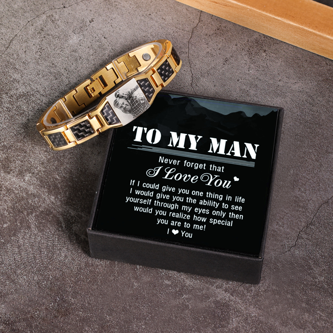 Personalized Wristband Bracelet Custom Photo ID Bar Men's Bracelet Bangle Gifts For Him