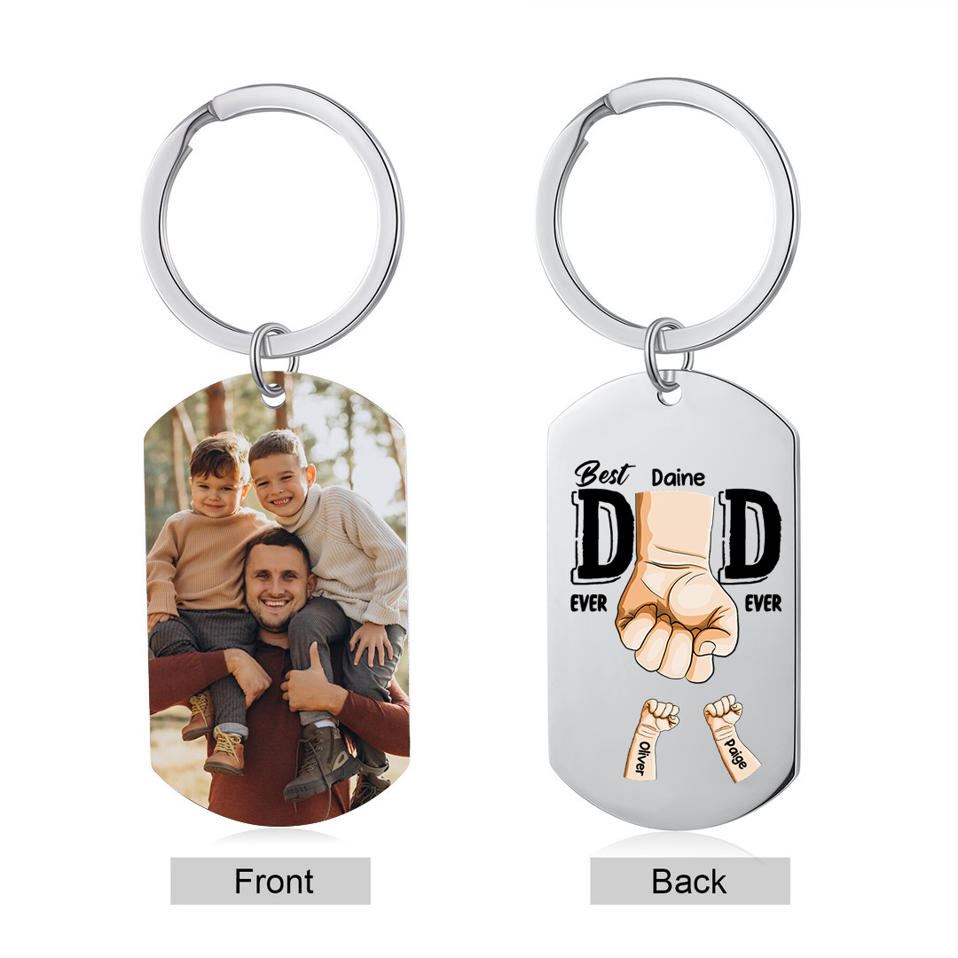3 Names-Personalized Photo Keychain Gift Customized Name Special Keychain Gift for Dad