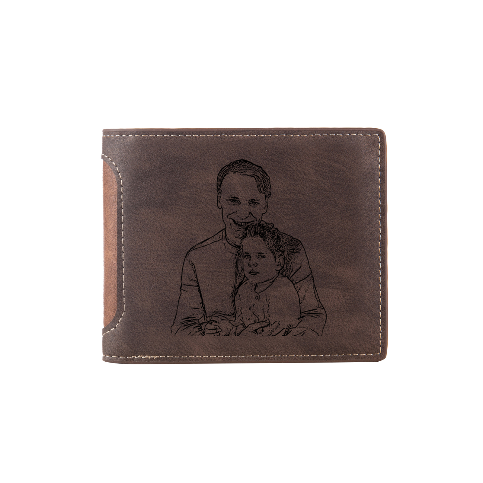 4 Names - Personalized Photo Custom Leather Men's Folding Wallet as a Father's Day Gift for Dad