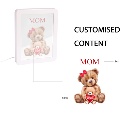 1 Name - Personalized Mom Home Bear Style Custom Text LED Night Light Gift for Mom