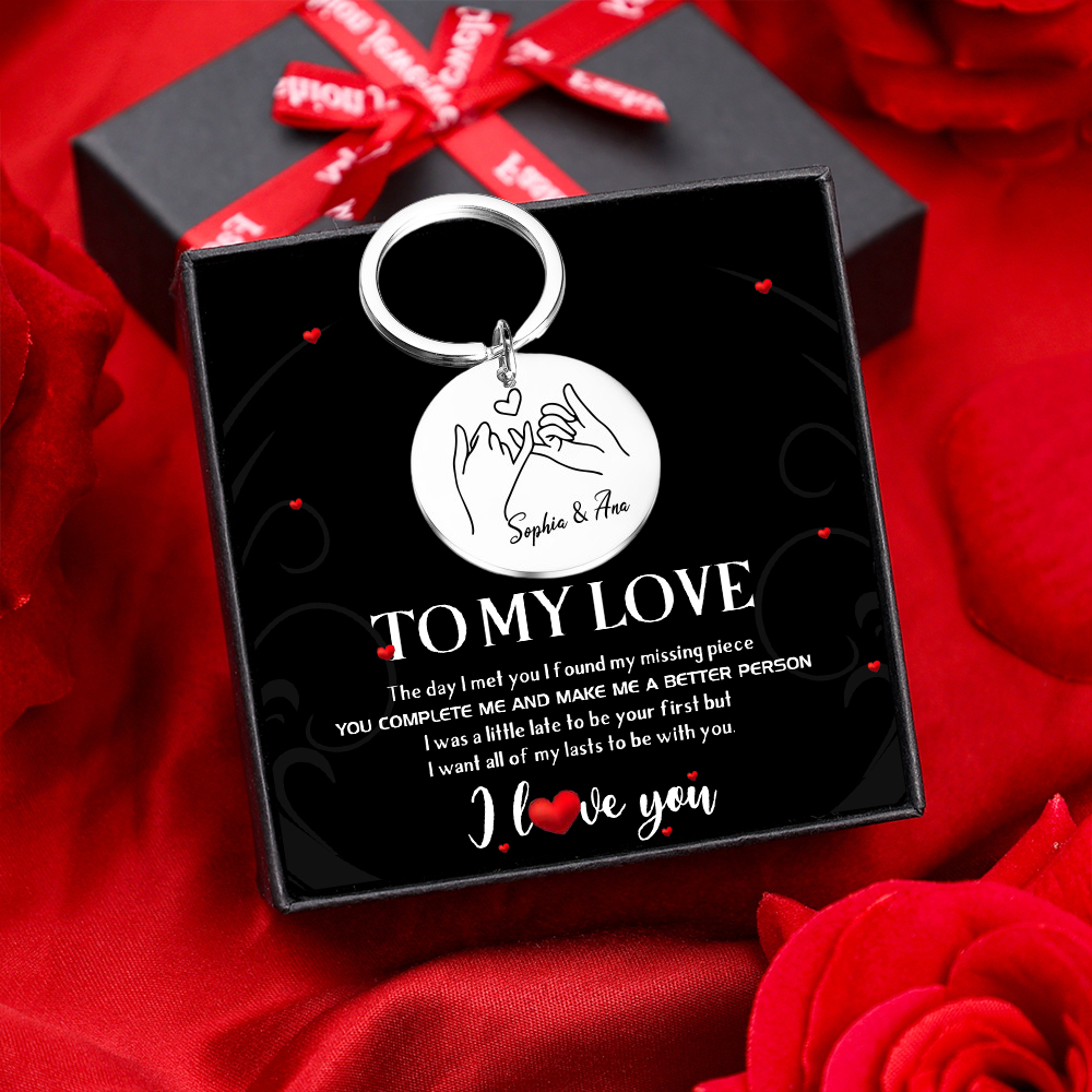 Personalized Text Keychain Gift Custom Special Keychain Set With Gift Box Gift For Friends/Couple