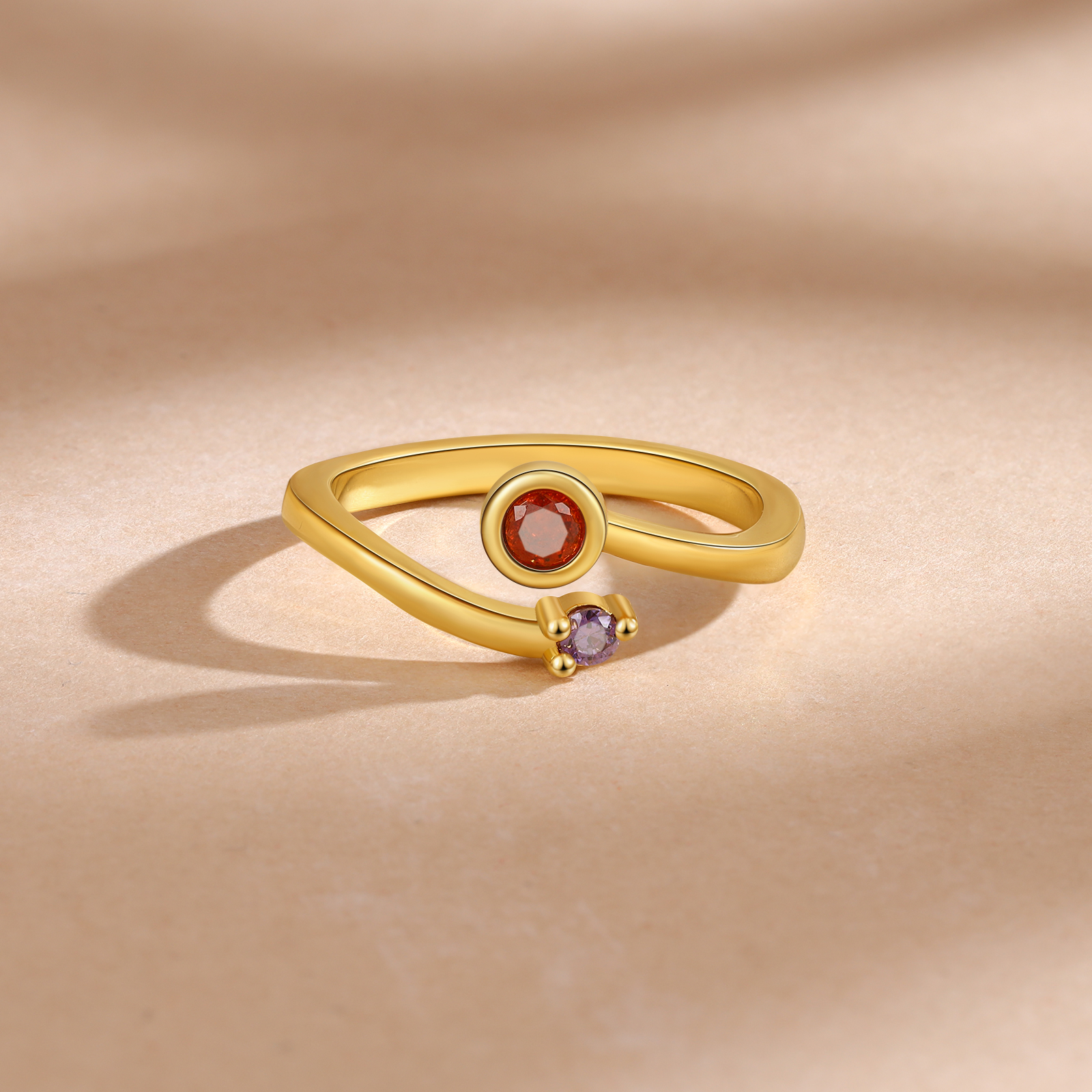 2 Birthstones - Personalized Birthstone Ring, A Customized Gift For Her