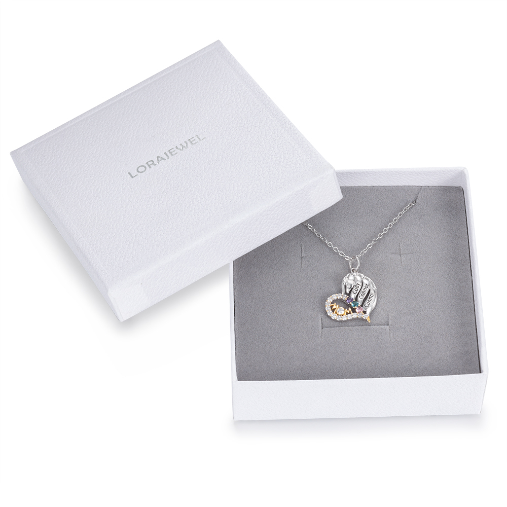 3 Names-Personalized Hearts Necklace Custom Birthstone Necklace Wonderful Gifts for Mom